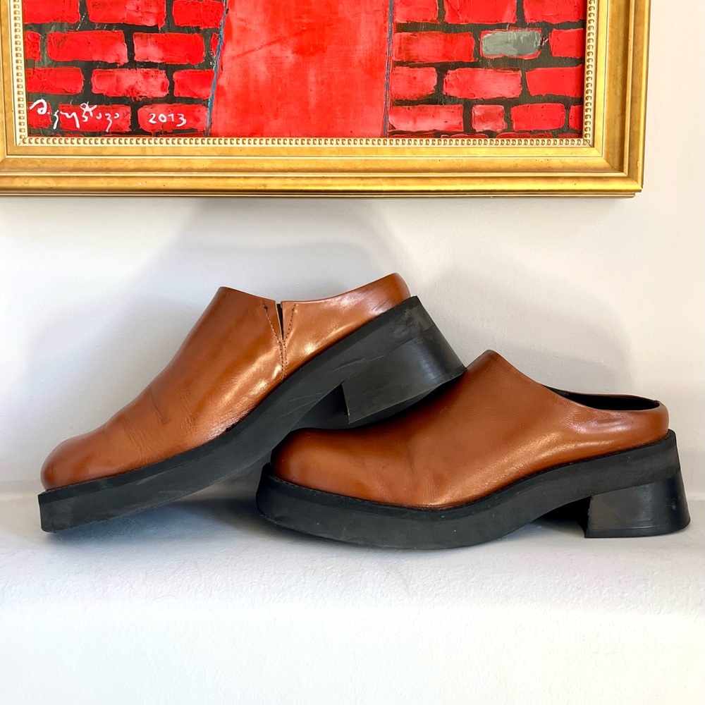 Miista ODILE Brown Leather Heeled Mules